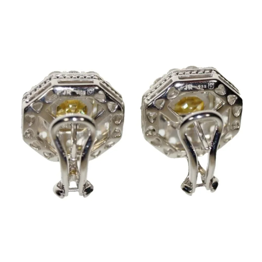 Judith Ripka Bright Yellow Crystal and White Topaz Casablanca Stud Earrings - Picture 10 of 12
